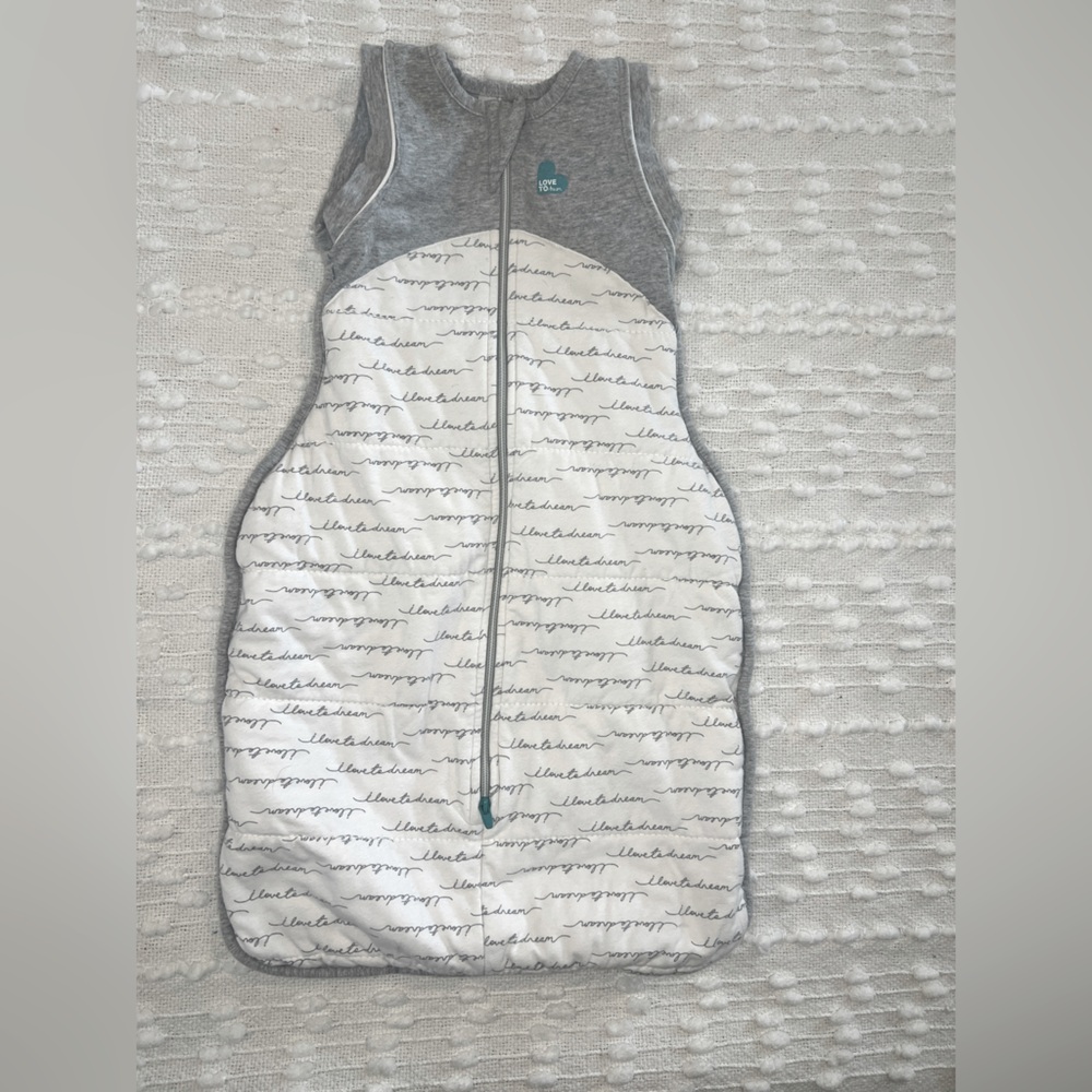 Love to Dream Gray and White Baby Sleep Sack